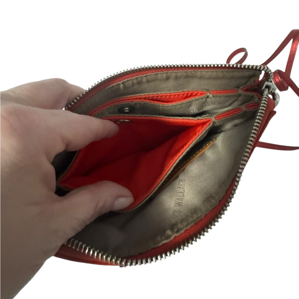 MZ Wallace Accordion Crossbody in Tomato Red. Worn. - Picture 7 of 14